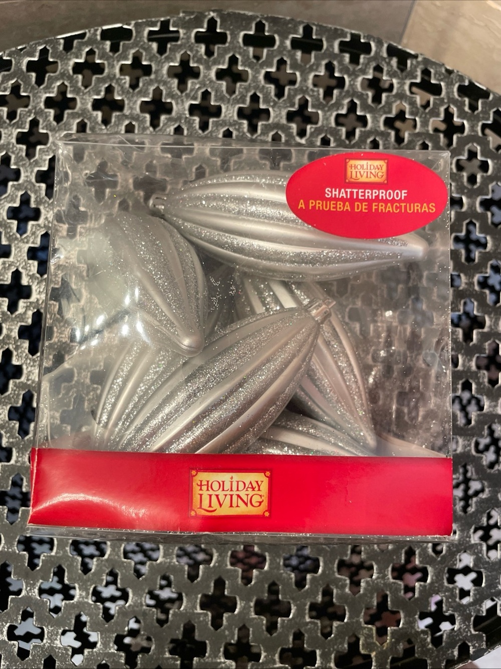 Holiday Living Set Of 6 Silver Christmas  Holiday Tree Ornaments - Shatterproof